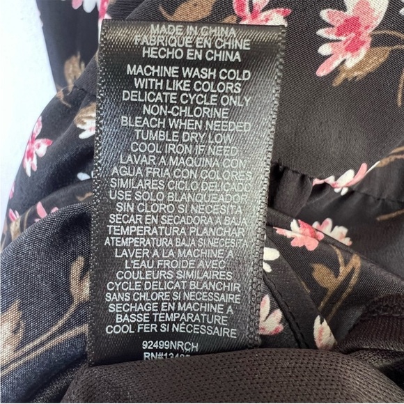 WAYF long sleeve tiered  babydoll dress black pink floral size XL new with tags - Picture 11 of 11